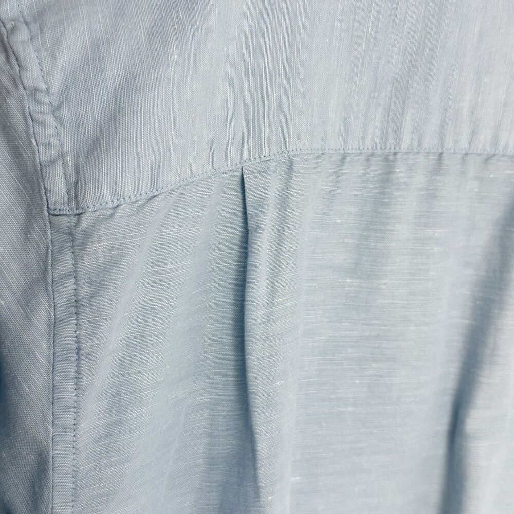 MENS BUTTON UP LINEN COTTON SHIRT BLUE XL SHORT SLEEVE CAFE LUNA LIGHT - Picture 10 of 16
